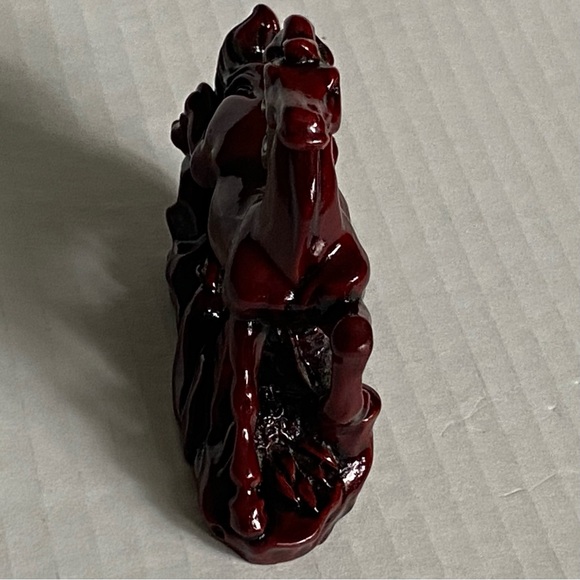 Chinese Resin Wild Horse cinnabar Red Statue Sculpture Vintage Feng Shui Lucky - Picture 16 of 16